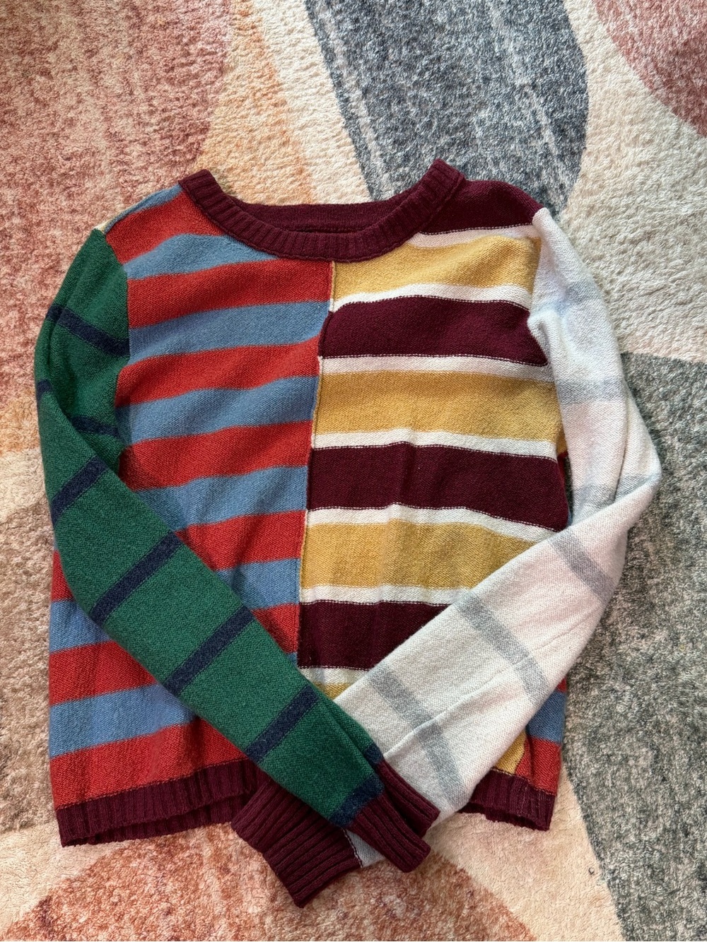 Colorblock Striped Crewneck Sweater - Multi